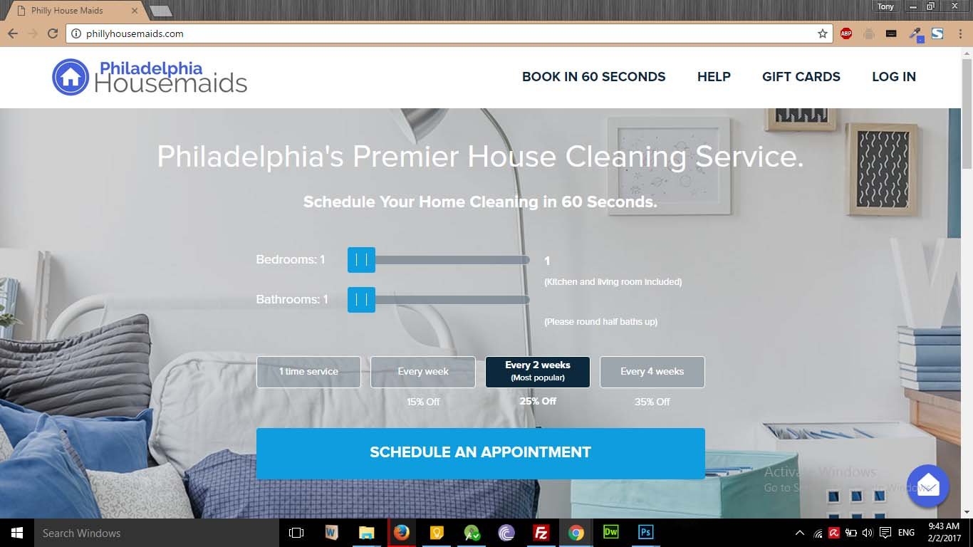 Philadelphia Housemaids is one of the most well known house cleaning service providers in Philadelphia. Here you can easily book house cleaning within 60 seconds.